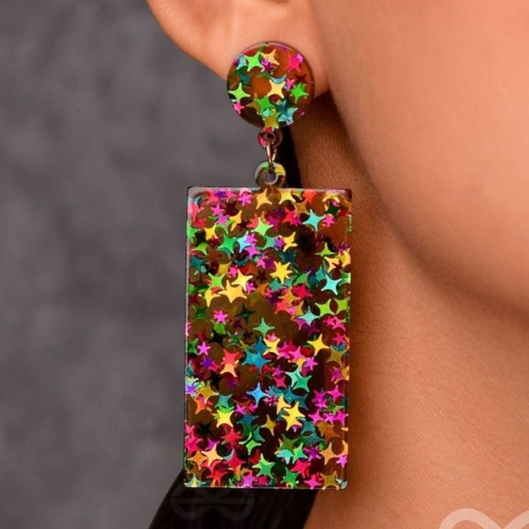 A GALACTIC COLOURFEST - STATEMENT ACRYLIC DANGLERS - New with Tags - Picture 3 of 4